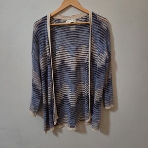 Jones New York Navy and Beige Striped Cardigan